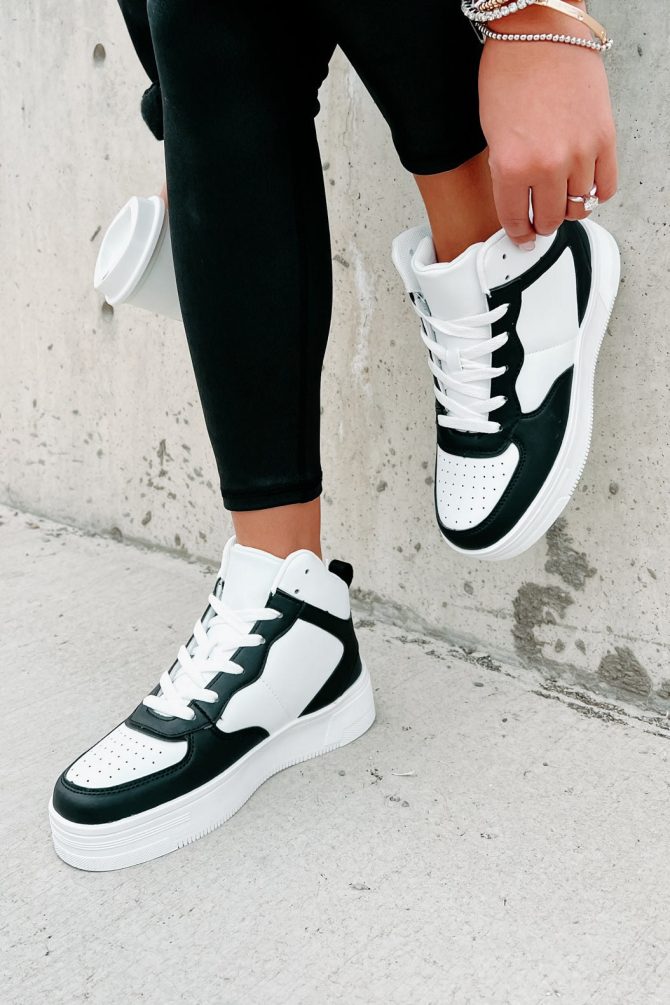 Here To Hoop High-Top Sneakers (Black/White) · NanaMacs