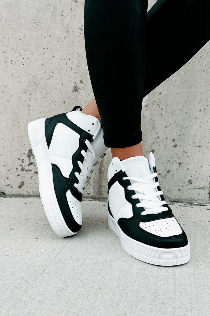Here To Hoop High-Top Sneakers (Black/White) · NanaMacs - Image 2