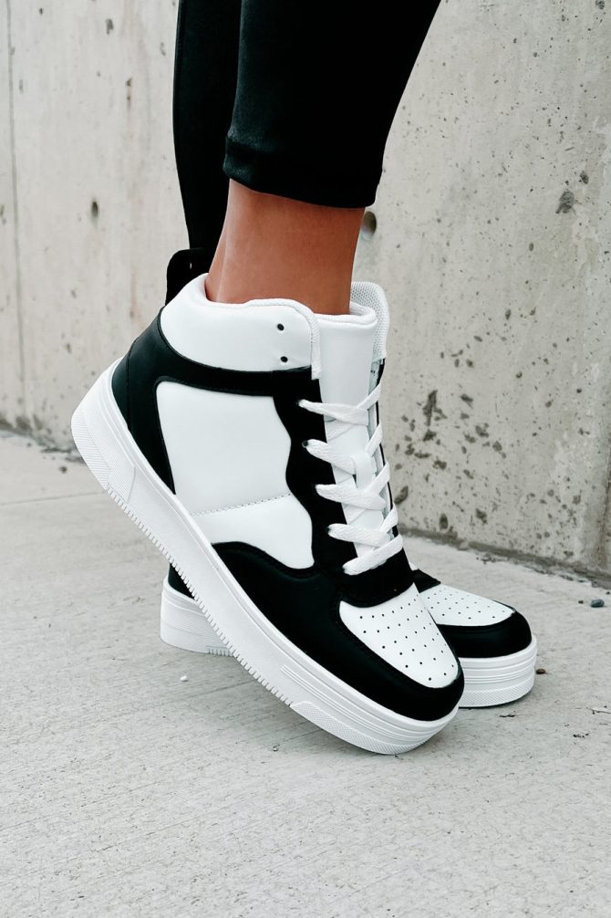 Here To Hoop High-Top Sneakers (Black/White) · NanaMacs - Image 3