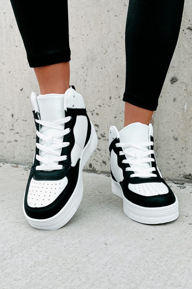 Here To Hoop High-Top Sneakers (Black/White) · NanaMacs - Image 4