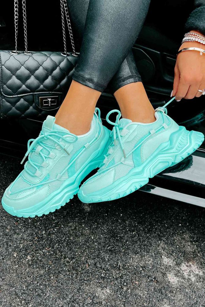 Talk Me Up Chunky Dad Sneakers (Teal) · NanaMacs