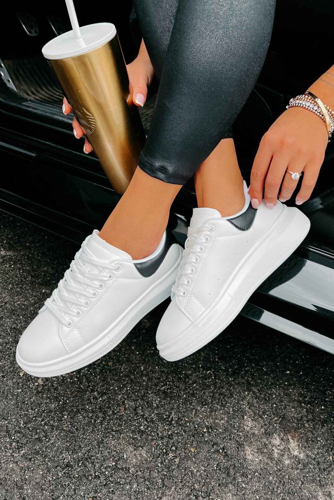Sidewalk Strut Platform Sneaker (White/Black) · NanaMacs - Image 3