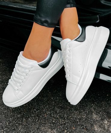 Sidewalk Strut Platform Sneaker (White/Black) · NanaMacs
