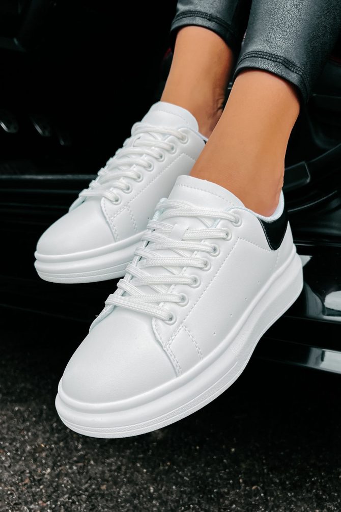Sidewalk Strut Platform Sneaker (White/Black) · NanaMacs - Image 2