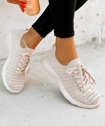 I'd Rather Walk Knit Sneaker (Taupe) · NanaMacs