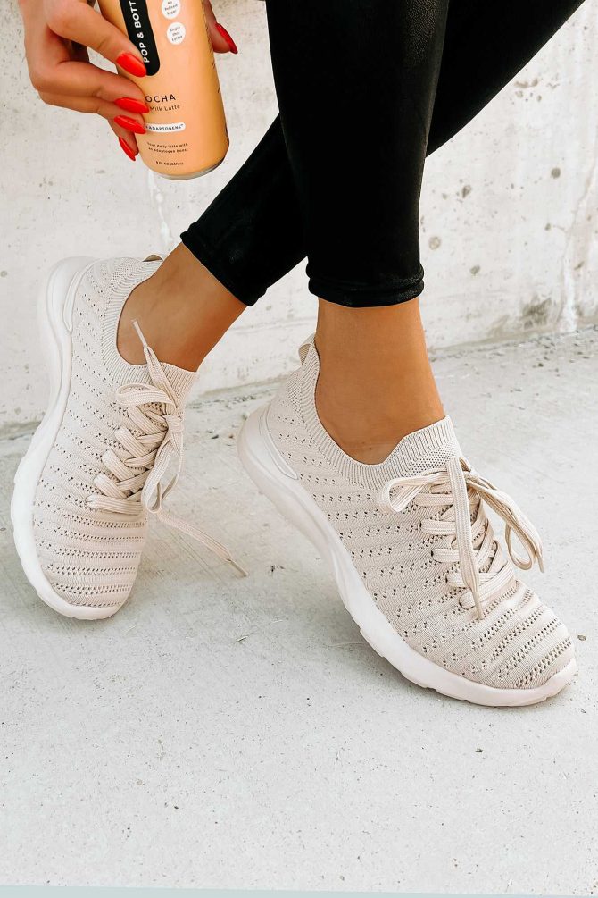 I'd Rather Walk Knit Sneaker (Taupe) · NanaMacs