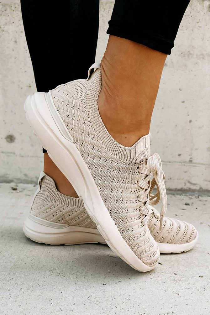 I'd Rather Walk Knit Sneaker (Taupe) · NanaMacs - Image 2