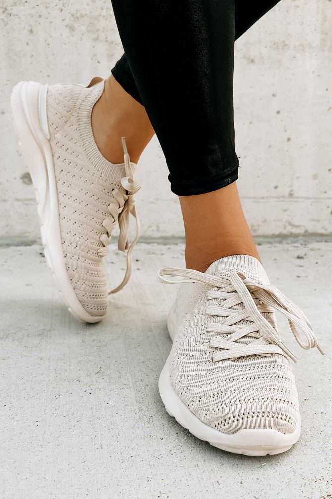 I'd Rather Walk Knit Sneaker (Taupe) · NanaMacs - Image 3