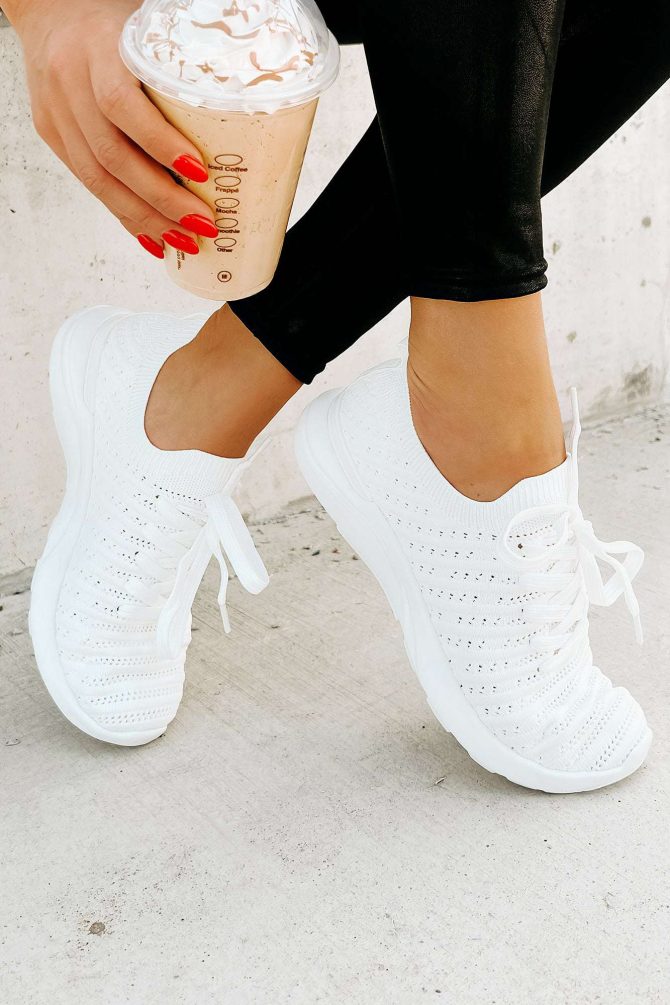 I'd Rather Walk Knit Sneaker (White) · NanaMacs