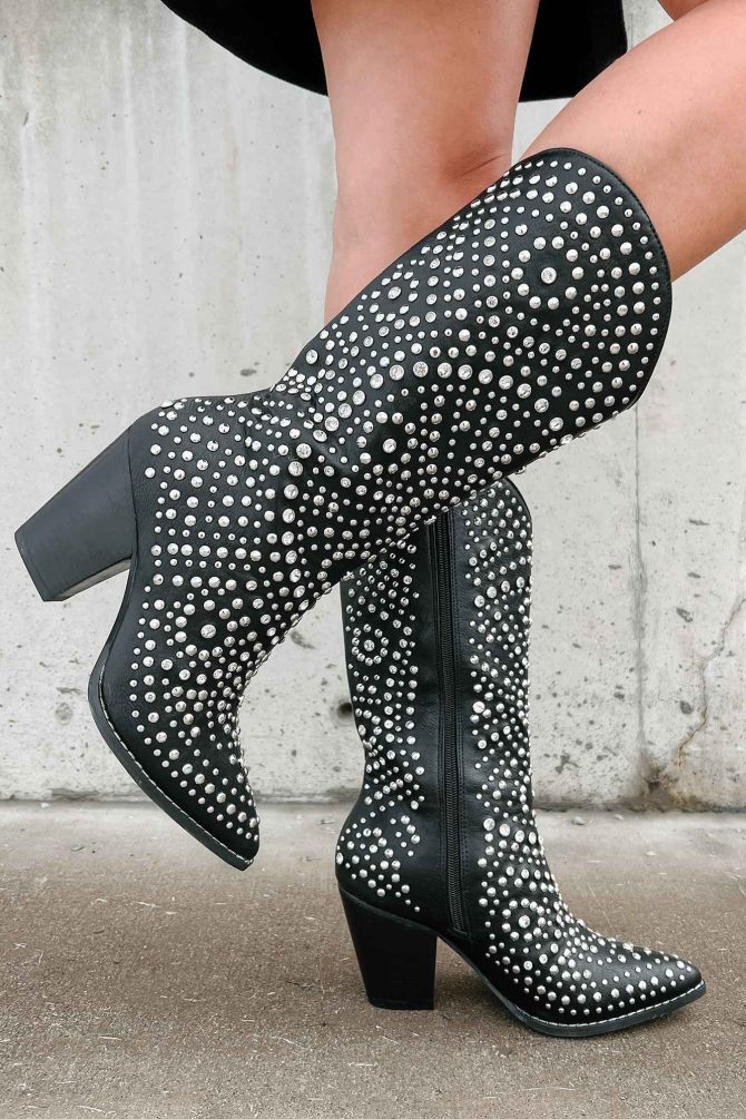 Country Soul Rhinestone/Studded Western Boots (Black) · NanaMacs - Image 3