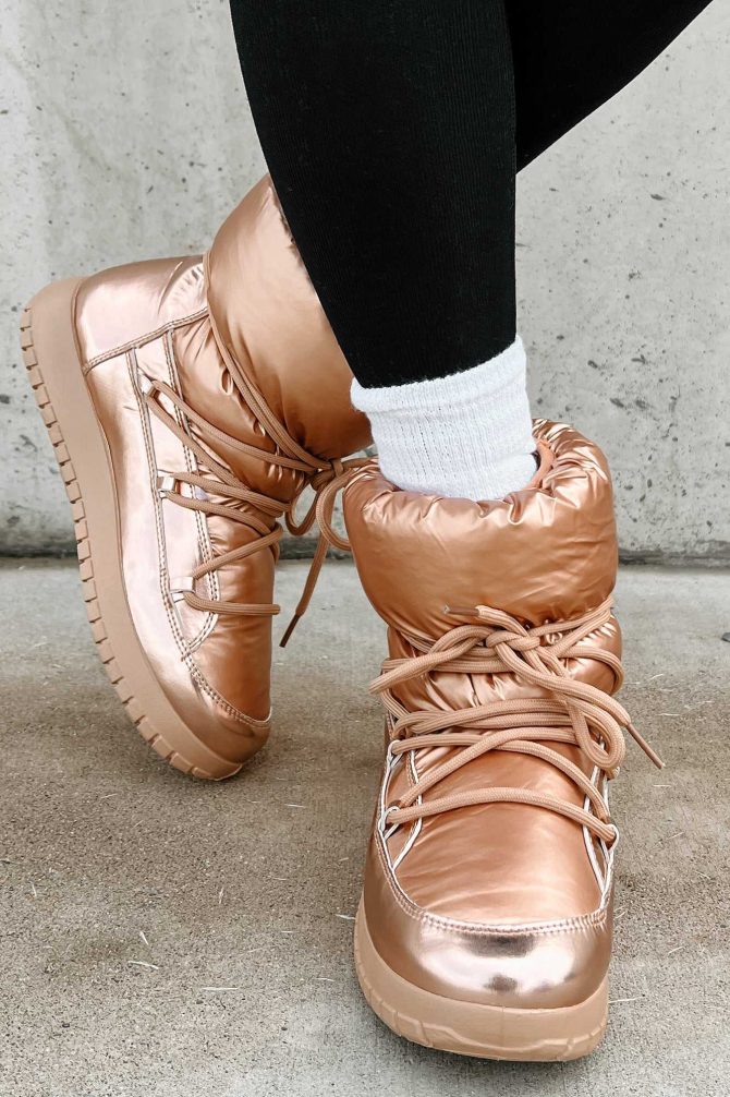 Space Girl Metallic Puffer Booties (Gold Metallic) · NanaMacs - Image 3